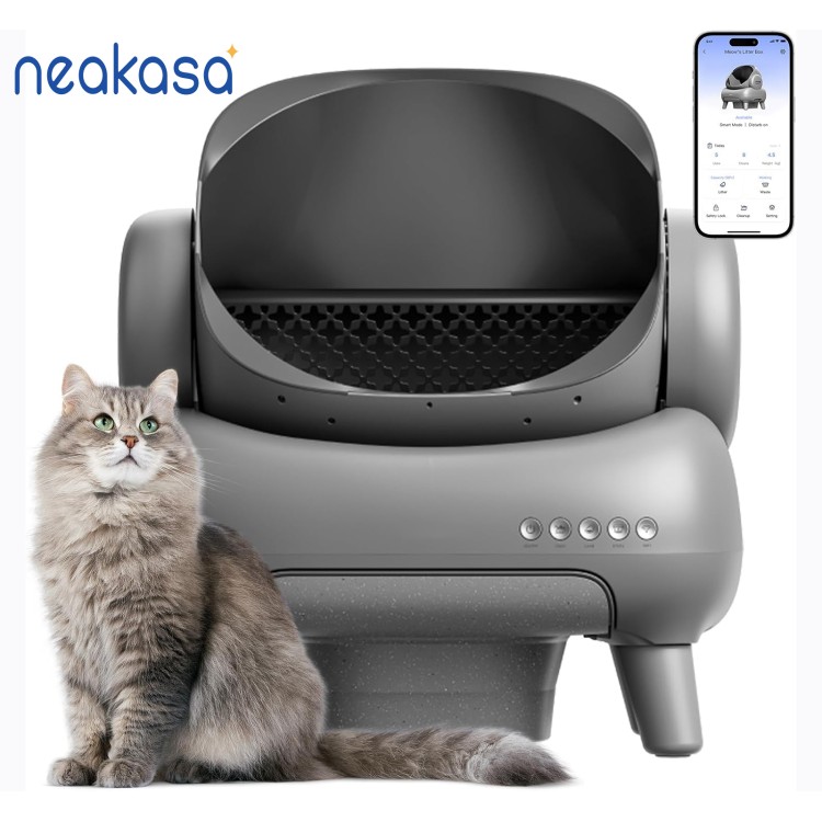 Neakasa  Open-Top Self Cleaning Cat Litter Box, Automatic Cat Litter Box with APP Control, Odor-Free Waste Disposal Includes Trash Bags